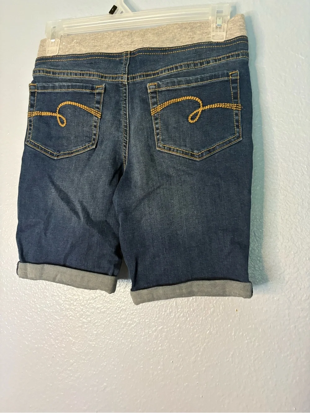 Denim Pull-On Roll Cuff Shorts - Dark Blue